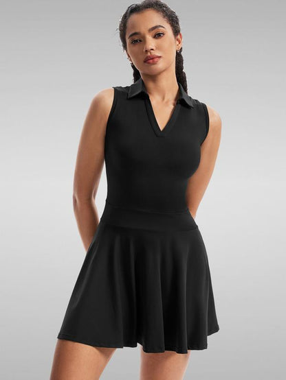 Women'S Sporty Cute Golf & Tennis Dress – Sleeveless Collared Athletic Dress with Built-In Shorts & Pockets – 2-Piece Workout Set for Gym, Exercise, Casual Summer & Outdoor，Trendy Activewear