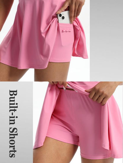 Women'S Sporty Cute Golf & Tennis Dress – Sleeveless Collared Athletic Dress with Built-In Shorts & Pockets – 2-Piece Workout Set for Gym, Exercise, Casual Summer & Outdoor，Trendy Activewear